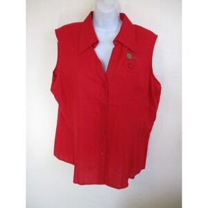 R&K Originals Shirt Plus Size 16W Red Sleeveless Top NWT